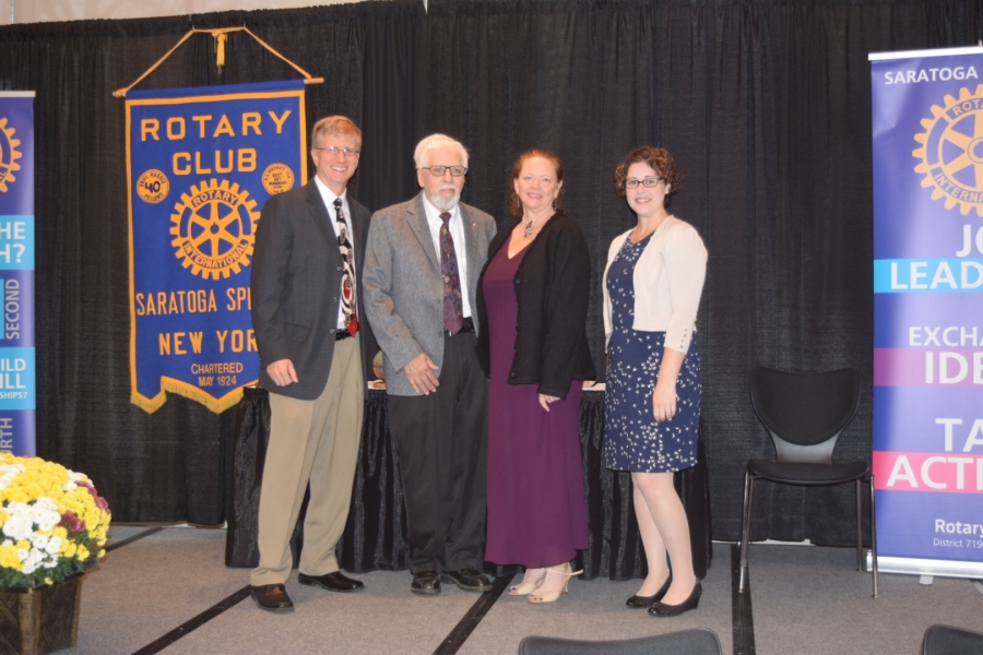 (Left to right) Rotary Foundation President Greg Grieco; and honorees Edward A Lenz, Maggie Fronk, and Rebecca Baldwin. 