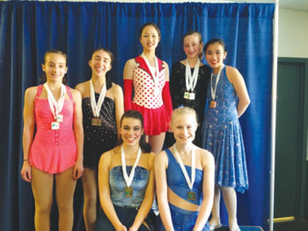 From Left (back row): Claire Aibel, Carly Brox, Sophia Nelson, Emma  Nicholson, Liz Bouyea. From Left (front row): Francesca Mastrianni and Karissa Becker.