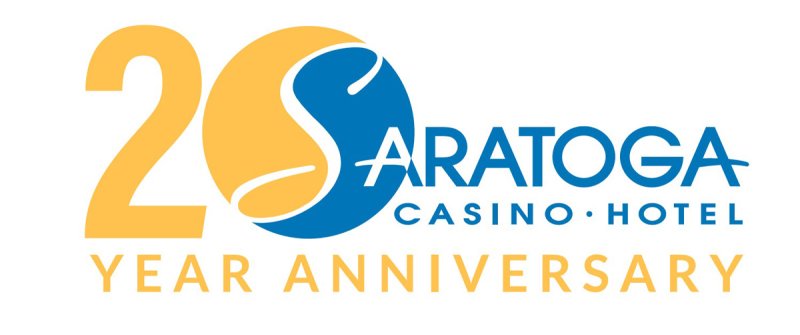 Saratoga Casino Hotel 20th Anniversary logo provided by Discover Saratoga.