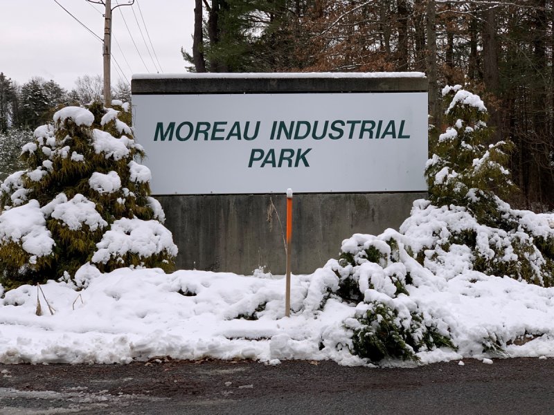 The entrance to the Moreau Industrial Park, where Saratoga Biochar is attempting to build a plant. Photo by Jonathon Norcross. 