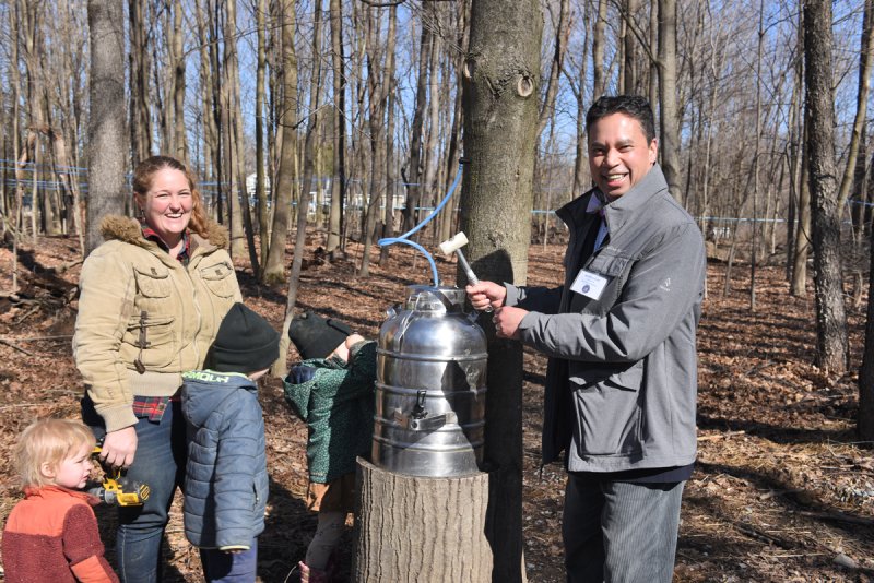 A tree tapping ceremony at Hop City Maple in Ballston Spa celebrated the beginning of New York’s maple season. Photo by Super Source Media Studios. 