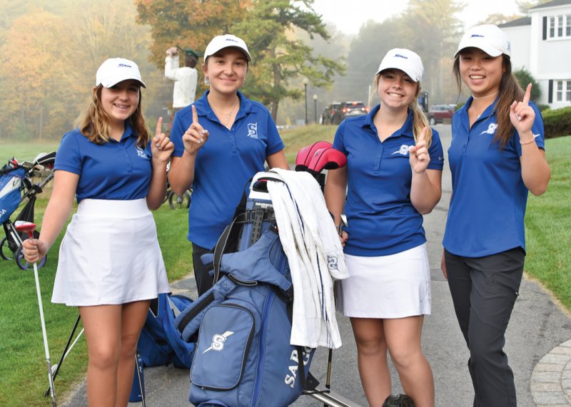 Saratoga Girls Golf Team warming up on the driving range. Photo by Super Source Media. 