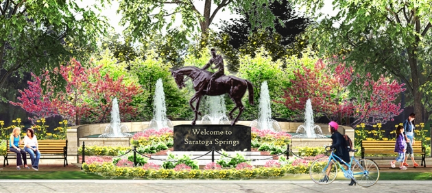 The June 1 dedication of Centennial Park, a gift to the city by Marylou Whitney and John Hendrickson, will be one of the centerpiece events of the Saratoga Springs Centennial. 