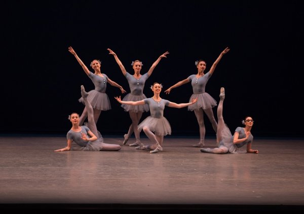  New York City Ballet dancers in Jerome Robbins’ The Concert, part of the Short Stories grouping. 