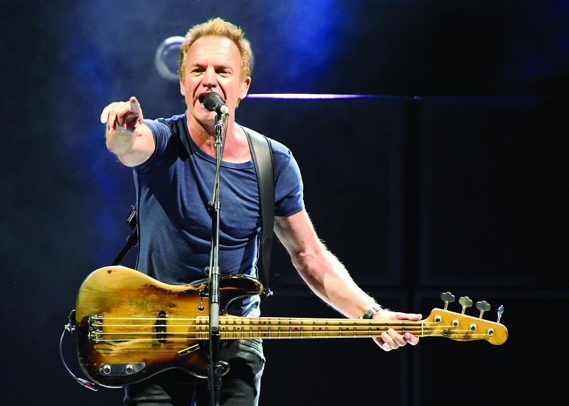 Sting on stage at SPAC on Aug. 30, 2017 when he performed a 22-song set. 