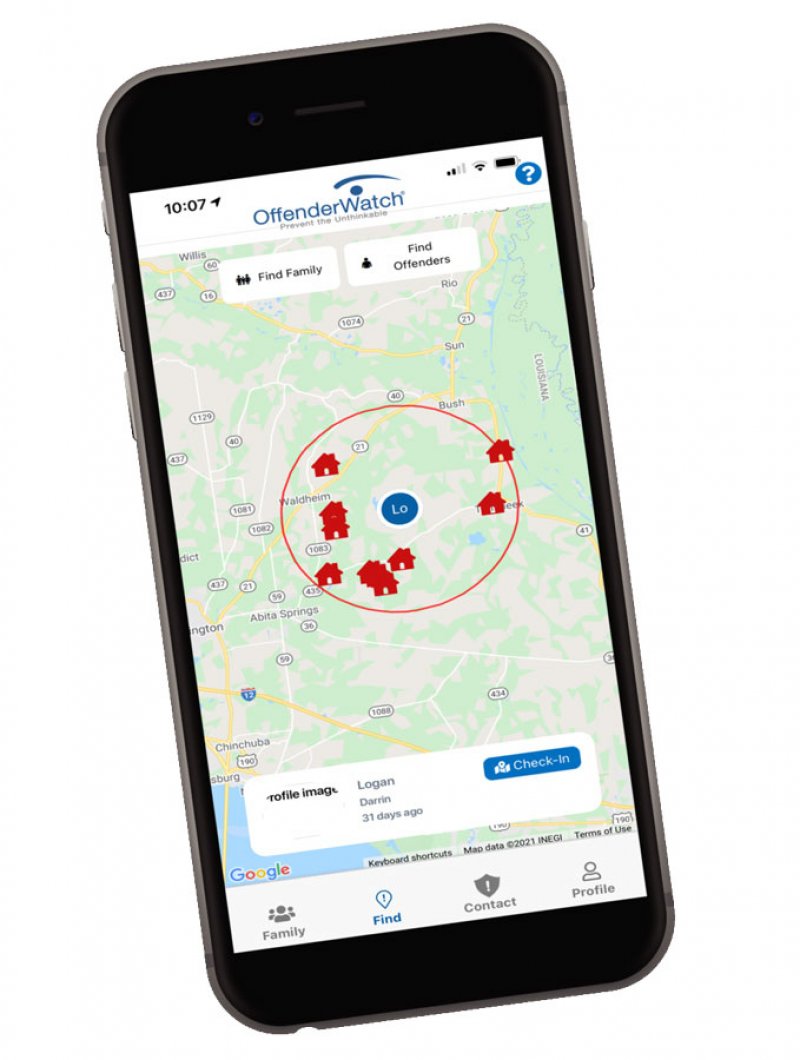 The OffenderWatch App, free to download, allows parents can see their child’s location and the location of registered sex offenders.
