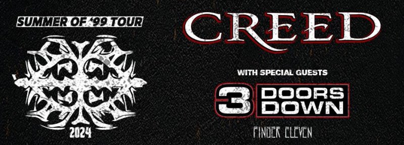 Creed performs in Saratoga Springs in August with 3 Doors Down and Finger Eleven providing support.