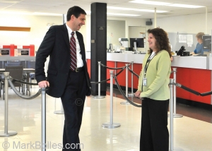 Peter Martin with Ballston Spa DMV Supervisor Nancy Wemple. Photo by MarkBolles.com