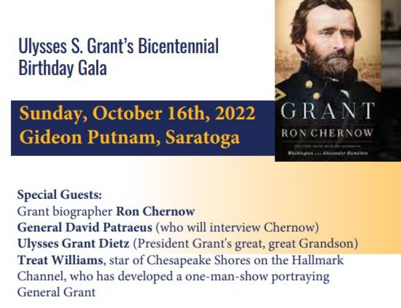 A celebration marking Ulysses S. Grant’s Bicentennial Birthday will take place at the Gideon Putnam on Oct. 16.