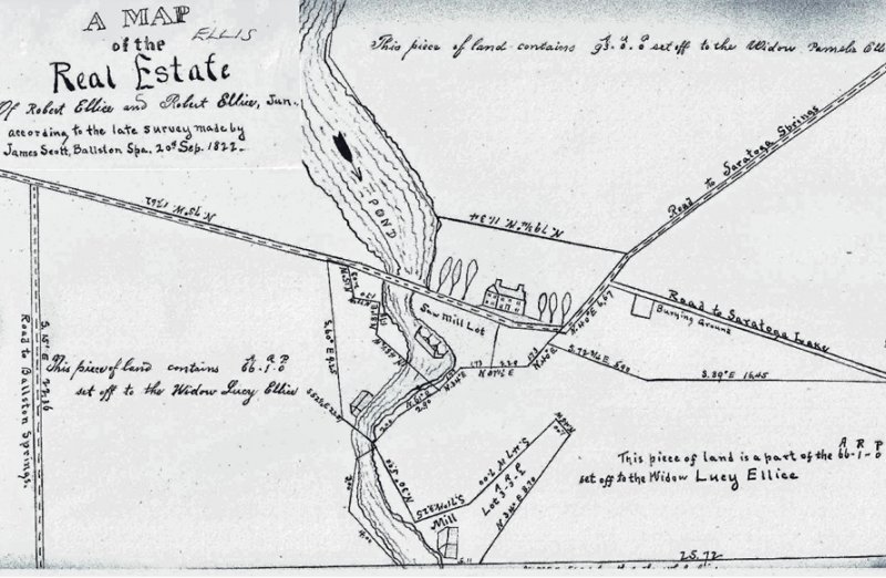 Ellis 1822 Property Map. Photo Source: Saratoga Springs City Archives, provided by The Saratoga County History Roundtable.