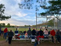 A large crowd filled Veterans Memorial Park in Saratoga Springs on Monday, May 6 for a varsity baseball game between the Saratoga Central Catholic Saints and the Mechanicville Red Raiders. Photo by Jonathon Norcross. 