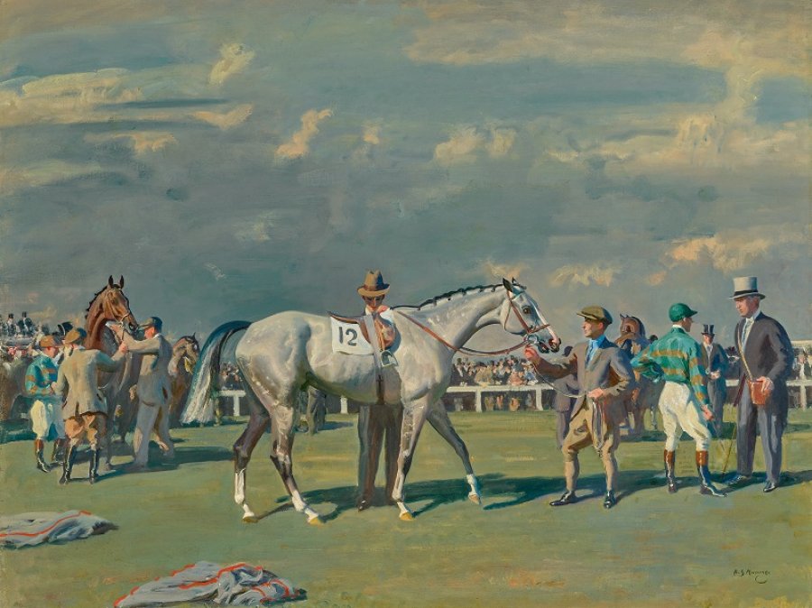 Mahmoud Being Saddled For The Derby, 1936, Sir Alfred Munnings - estimated in excess of $3.5 million – is one of two paintings from the collection of Marylou Whitney being auctioned by Sotheby’s this month. Photo: courtesy of Sotheby’s.