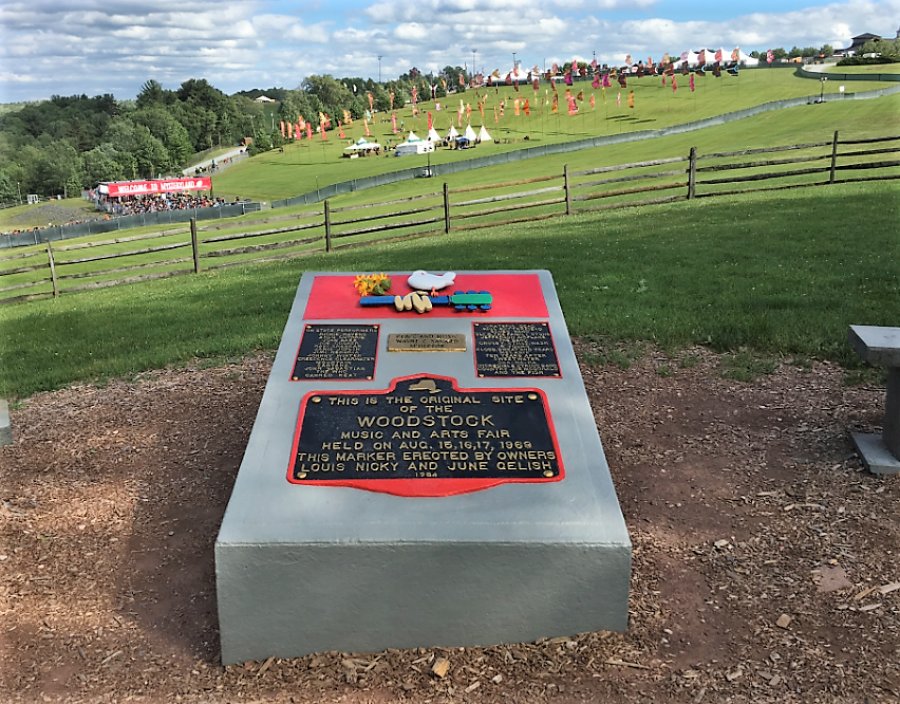 Woodstock Festival marker at original site in Bethel.