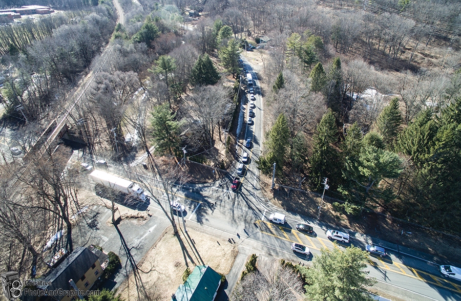 An aerial view of the intersection of Daniels Road and Route 9 in Wilton. 