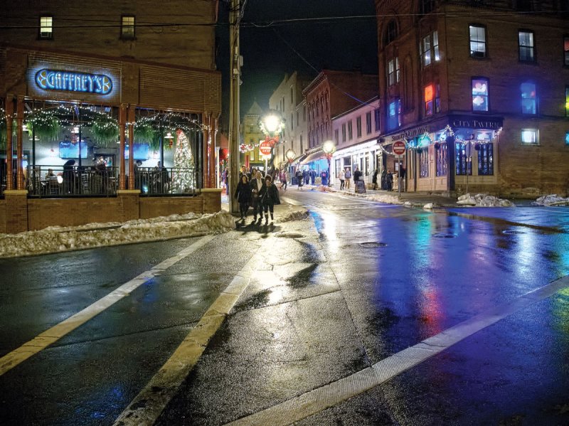 Caroline Street at night. Photo by John Seymour.