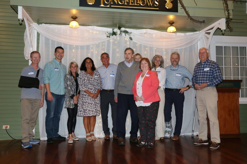 Todd Shimkus, Saratoga Chamber of Commerce; Jim Sears, UPS; Pam Smith, Spoken Boutique; Patti Fortuna Stannard and Paul Stannard, Fortuna’s Sausage &amp; Online Italian Market; Bill Edwards; Rita Cox, Cox Media Solutions; Janine Remarque, Frontier Adjusters; Robin and Bert Weber, Common Roots Brewery; and Joe Dalton, previously Saratoga Chamber of Commerce. Photo provided. 