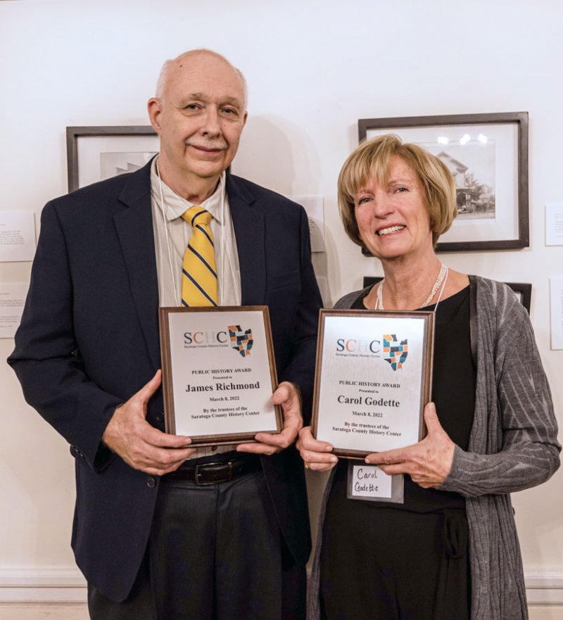 History Center Awards Ceremony honored  James Richmond and Carol Godette on  March 8, 2022. Photo provided.