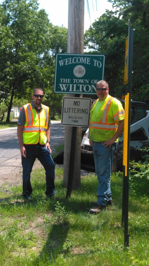Justin Burwell Highway Superintendent Town of Greenfield at left, and Mike Monroe, Deputy Highway Superintendent for the Town of Wilton, at right, in a shared service paving between the two towns. Photo provided. 