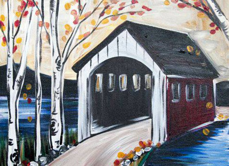 Painting selected for the Slate Valley Museum’s Sip &amp; Paint fall event, courtesy of The Traveling Paints.