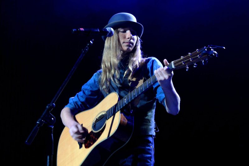 Sawyer Fredericks, who will return to Saratoga Springs Sept. 2 &amp; 3, pictured on stage at Saratoga Performing Arts Center June 2015.  Photo by Thomas Dimopoulos. 