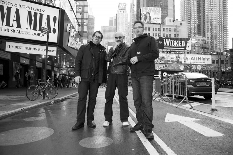 Stick Men pose on Broadway. Photo: Stick Men FB.