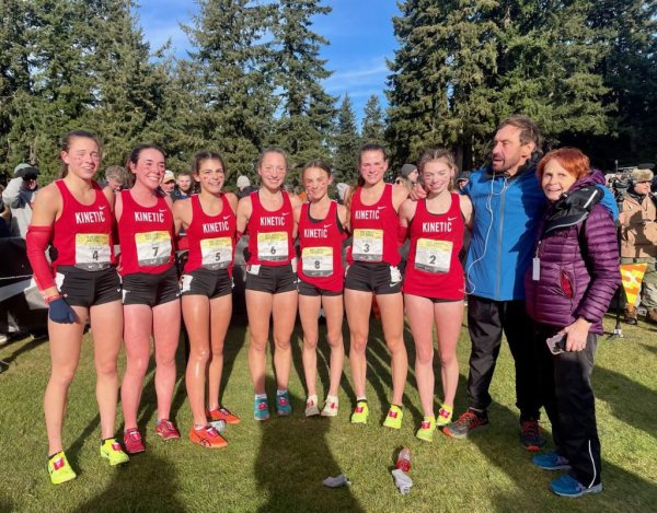 Saratoga Springs High School runners, competing as Kinetic Running Club, captured the Nike Cross Nationals Girls 5K team championship in Portland, Oregon, on Dec. 3 Photo courtesy of Saratoga Springs City School District. 