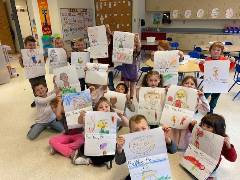 Greenfield Elementary Kindergarten “Be Who You Are” self-portraits.  Photo provided.