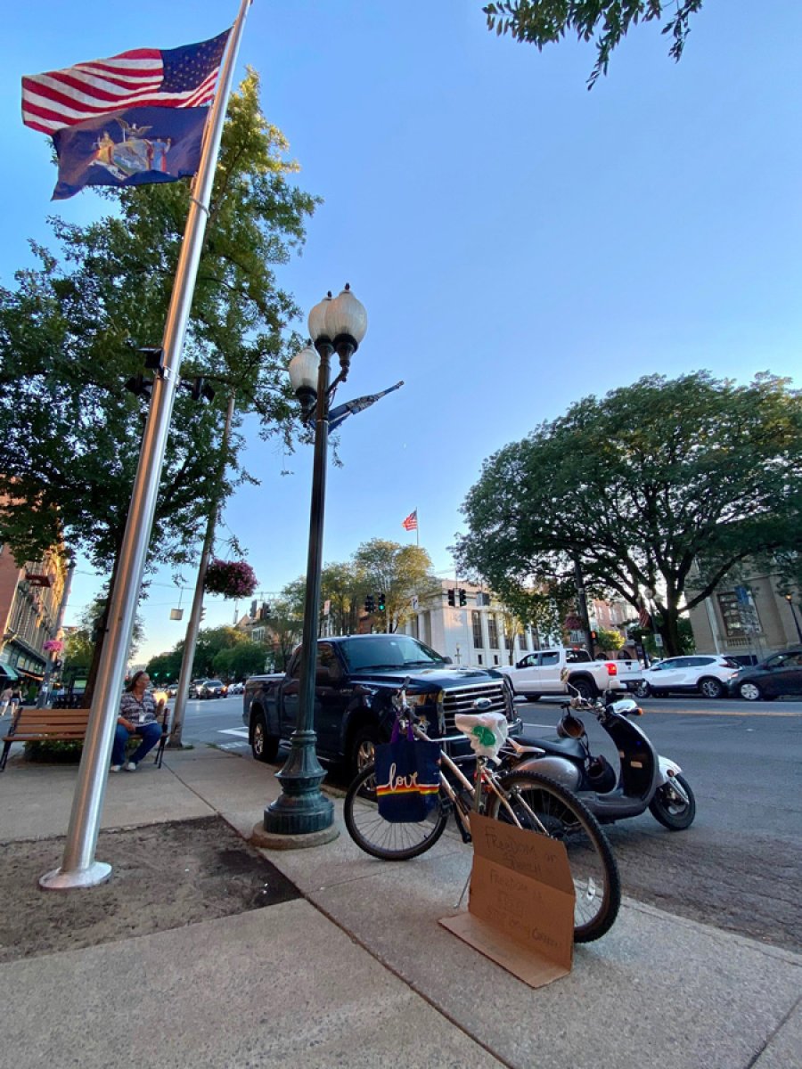 Photo: Outside Saratoga Springs City Hall just prior to the City Council vote on Aug. 2, 2022. Photo by Thomas Dimopoulos.