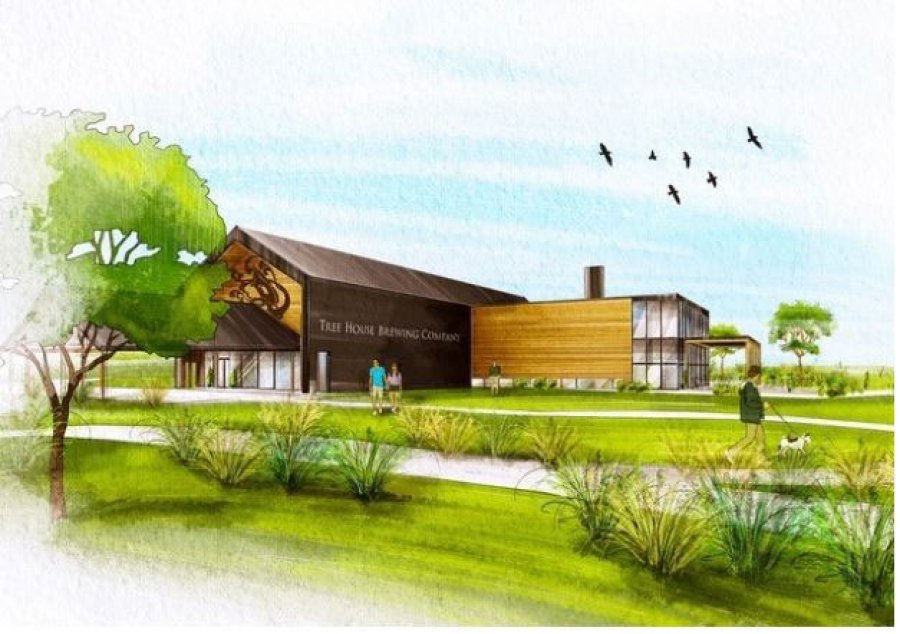 Watercolor rendering of the Tree House Brewing Company proposal in Saratoga Springs.