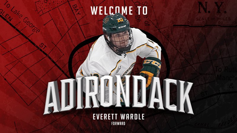 Graphic of former Skidmore College hockey player Everett Wardle via the Adirondack Thunder.