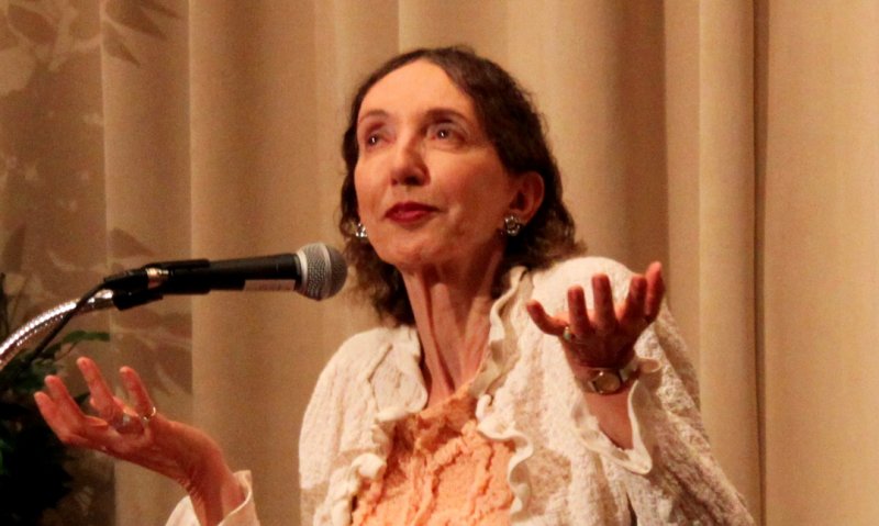 Joyce Carol Oates at NYS Writers Institute reading. Photo by Thomas Dimopoulos.