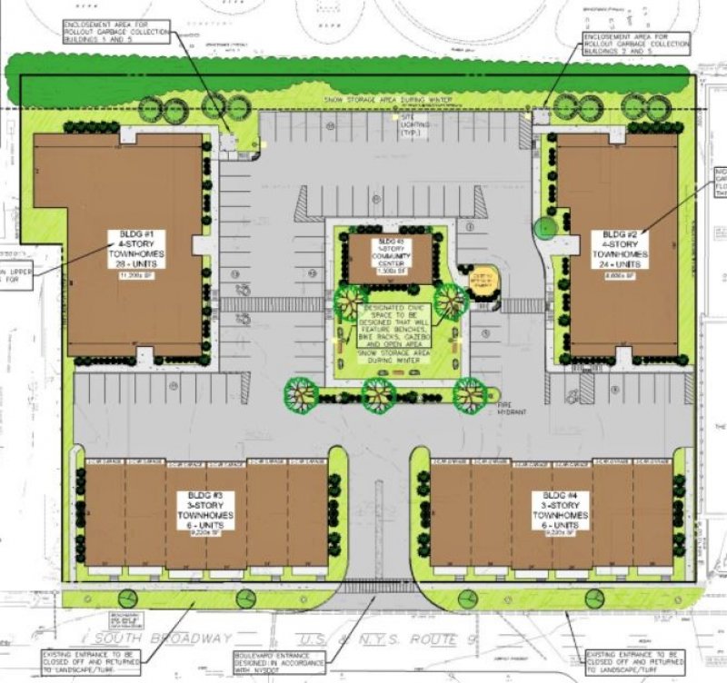 Site Plan Revised Concept Plans for proposed development at  120 South Broadway. Image provided.