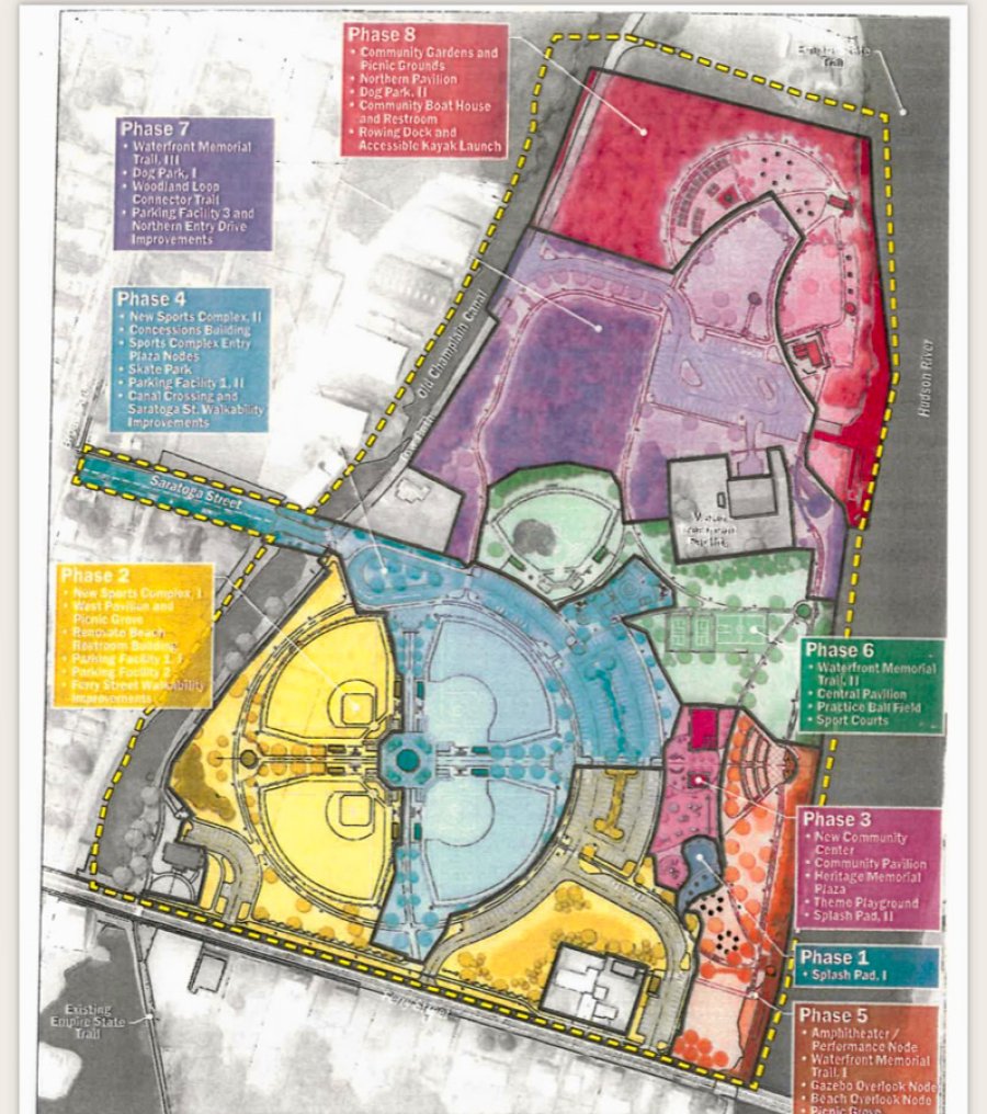 Color-coded rendering by phases of Schuylerville’s Revitalize Plan.