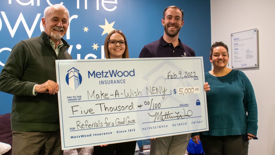 MetzWood Insurance Donates to Make-A-Wish Northeast New York After Employee’s Personal Connection